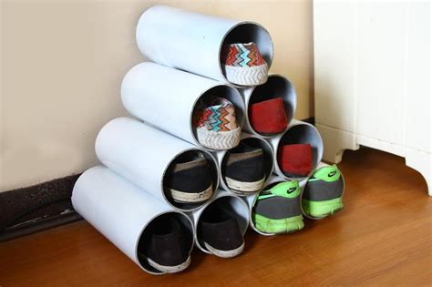 Most shoe sizes range from 6 to 8 inches. DIY PVC Pipe Shoe Rack Tutorial