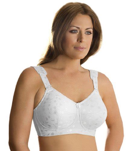 Elila Plus Size Wirefree Full Coverage Jacquard Embroidered Bra White