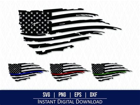 American Flag Svg Torn Flag Tattered Flag Police Flag Thin Etsy Israel