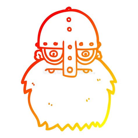 A Creative Warm Gradient Line Drawing Cartoon Viking Face Stock Vector