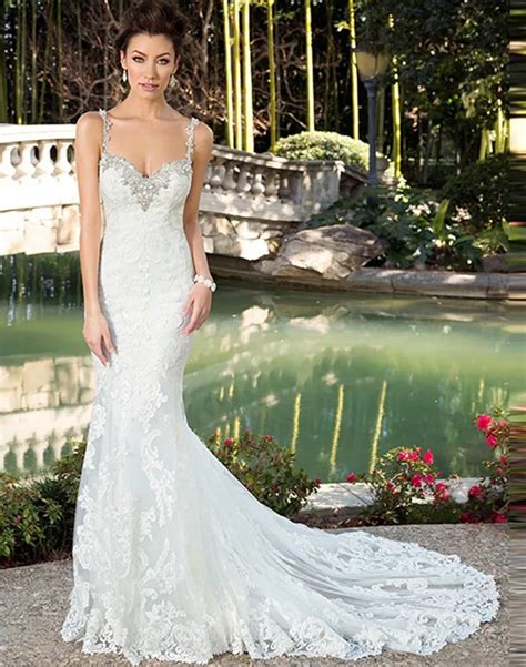 Sexy Mermaid Beaded Vintage Bride Wedding Dresses Spaghetti Straps Backless Bridal Gowns 2017