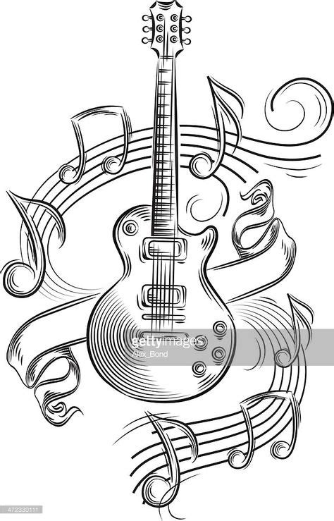 Rock Styled Music Design Layered Vector Artwork Dibujos De Guitarras