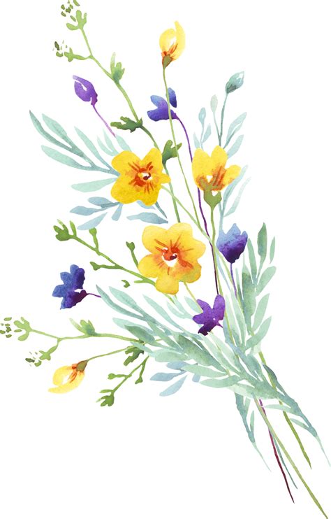 Wildflower Bouquet Watercolor Clipart 22316337 Png