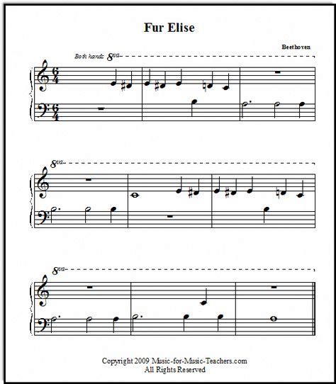 Try moonlight sonata piano sheet music (adagio), one of the most popular compositions for the piano by ludwig van beethoven. Fur Elise by Beethoven for beginners, Music-for-Music-Teachers.com- website with easy piano ...