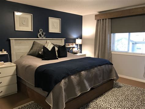 Navy Blue Feature Wall Master Bedroom Makeover And Loving It Master