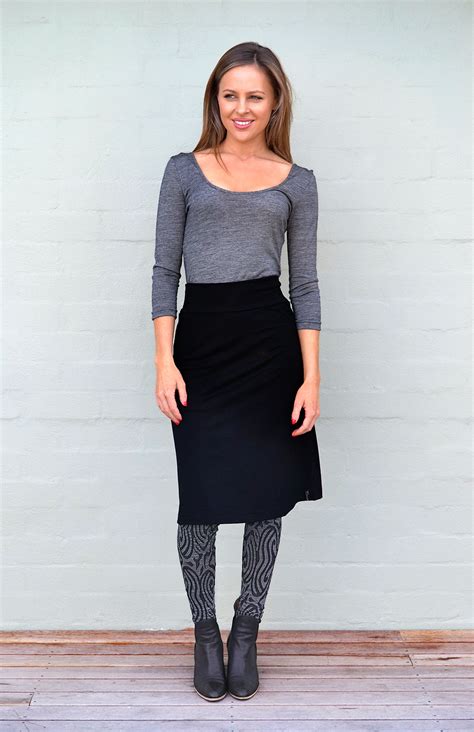 A Line Skirt Womens Black A Line Wool Skirt Smitten Merino