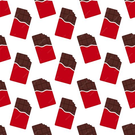 Premium Vector Seamless Pattern With Red Packaging Chocolate Bars Bitten Chocolate Bar Cartoon
