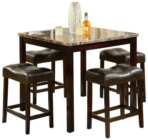 Dark Wood And Marble Kitchen Table Set 