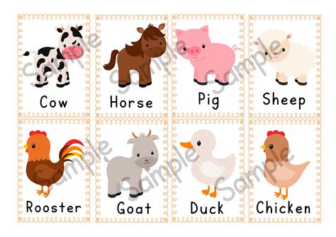 Farm Animal Activities Flash Cards Find A Word Etsy