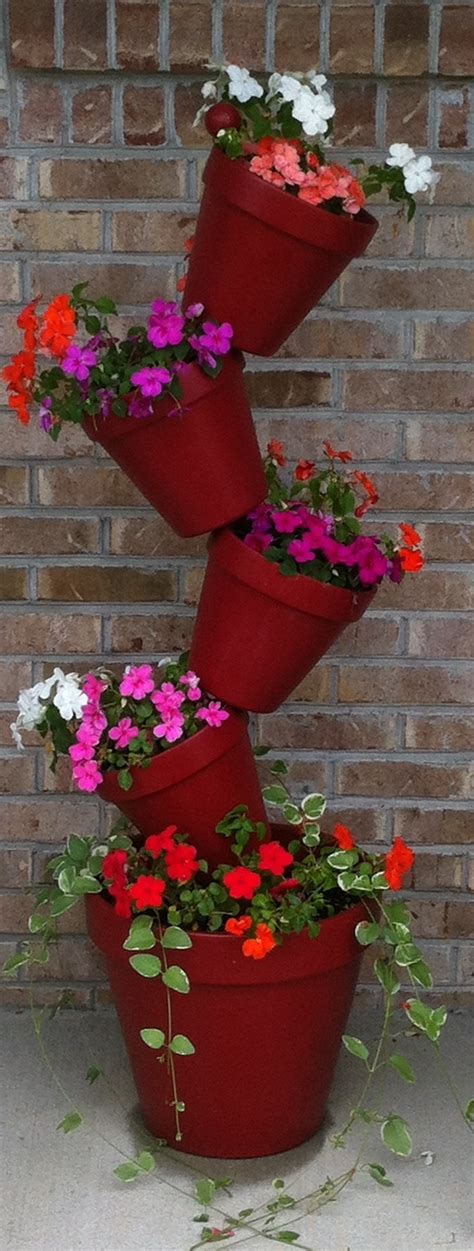 Flower Pot Tower I Want To Make One Of These In The Spring Flower