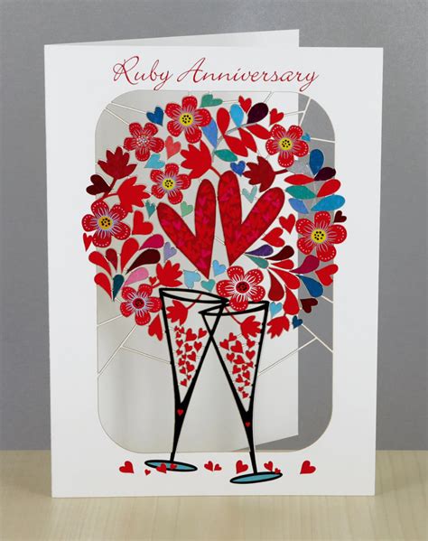 Ruby Anniversary Card Happy Anniversary Pm 0259 Etsy