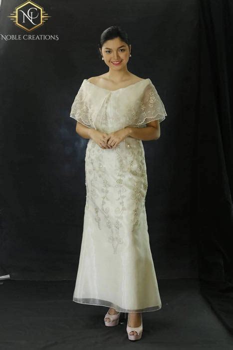 Filipiniana Dress Embroidered Off Shoulder Gown Philippine National