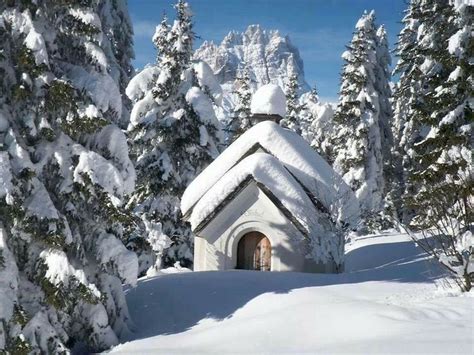 Winter Snow Covered Church Churches Pinterest