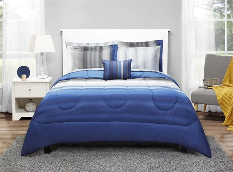 Mainstays Queen Blue Ombre Bed In A Bag Bedding Walmart Inventory