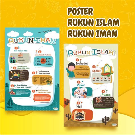 Jual Poster Edukasi Anak Muslim Rukun Islam Dan Rukun Iman Poster