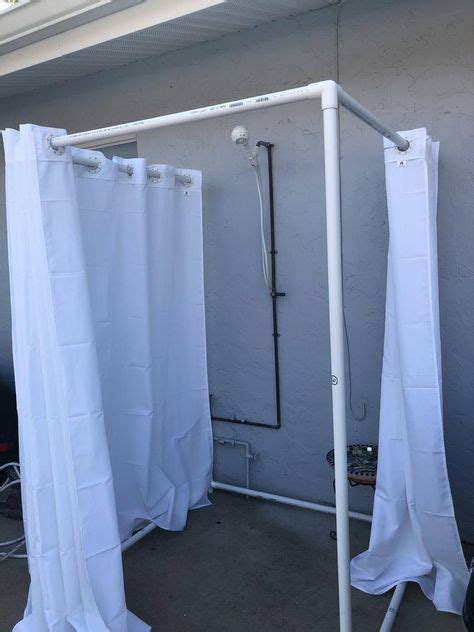 A portable toilet is kept inside, making it a full washroom. Outdoor shower frame PVC outdoor shower. Portable Shower ...