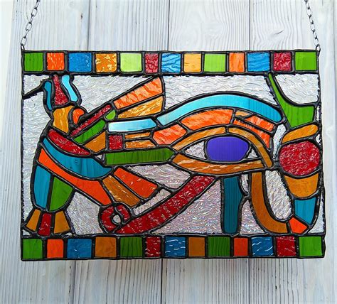Stained Glass Egyptian Symbol Eye Wadjet Udjat The Eye Of Etsy