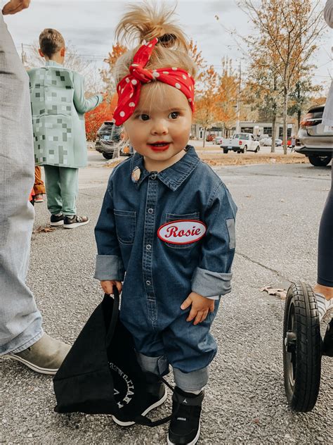 Have a cool costume for less than $10 (which is personally my favorite part!) all i used for this were the following Baby Rosie the Riveter! #diy #babyhalloweencostumes # ...