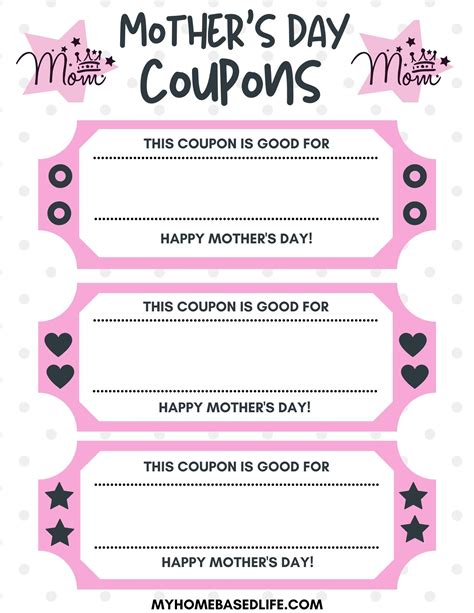 Free Printable Mothers Day Coupons Mothers Day Coupons Coupon Template Coupon Book