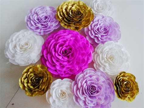 12 Large Paper Flowers Wall Decor Any Colors Wedding Photo Etsy