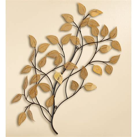 Golden Leaves Wall Art With Images Leaf Wall Art Golden Decor
