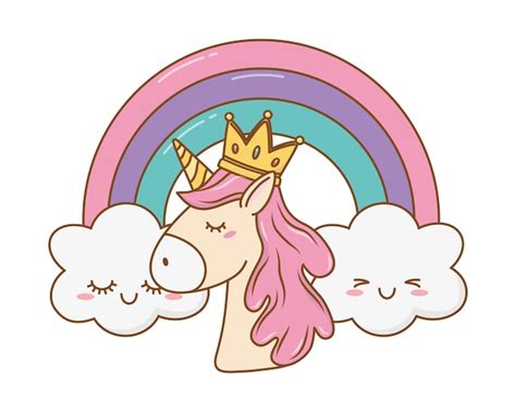 Premium Vector Unicorn And Cloud With Rainbow