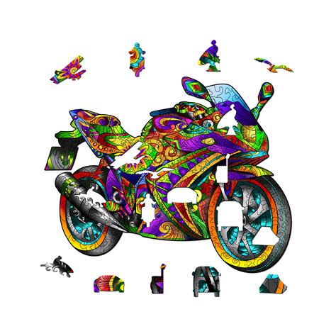 Eccentric Motorcycle Wooden Jigsaw Puzzle Original T Etsy