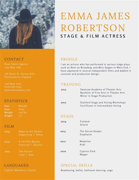 Theatrical Resume Template Word