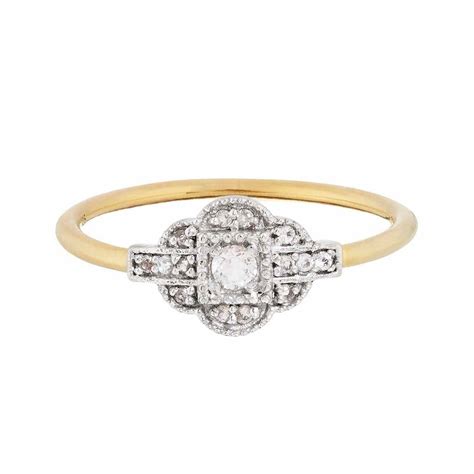 Vintage Diamond Crest Ring In Gold Vermeil Carrie Elizabeth