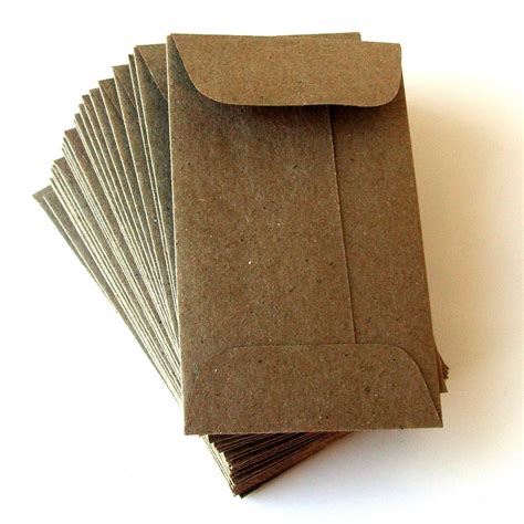 10 Mini Brown Bag Natural Kraft Paper Envelopes 225 X 375 Etsy