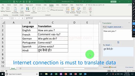 How To Translate Data To Different Languages In Excel Youtube