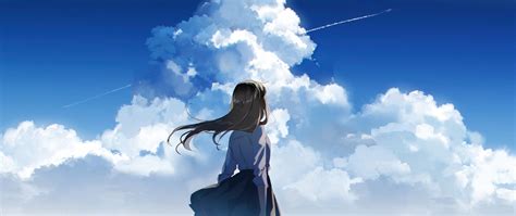 2560x1080 Anime School Girl Watching Clear Sky 2560x1080 Resolution Hd