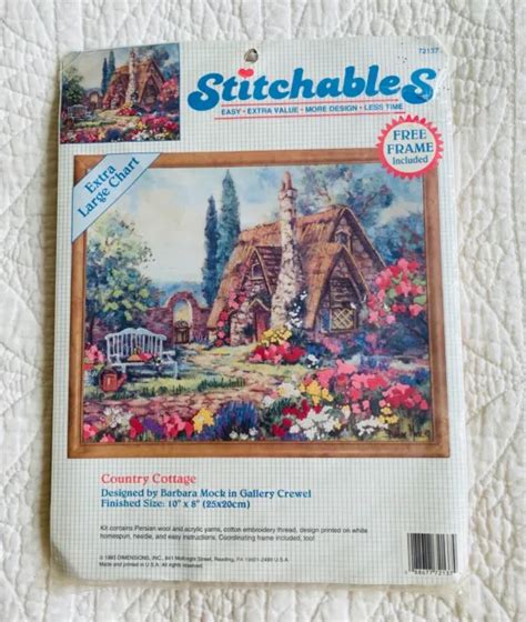Nos Vintage Dimensions Stitchables Country Cottage Crewel Embroidery