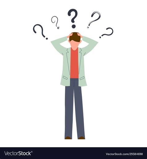 Confused Man Young Serious Creative Person Think Vector Image