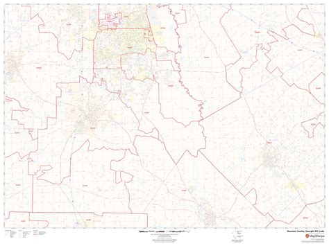 Houston County Zip Code Map Georgia