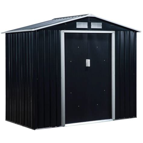 Buy Outsunny Ft X Ft Lockable Garden Shed Large Patio Roofed Tool Metal Storage Building
