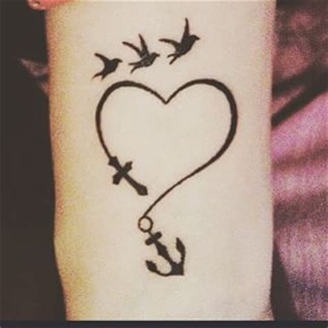 Heart and cross bracelet tattoos on wrist ideas for religious girls. anchor with birds tattoo - Google Search | lucy ...