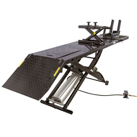 Black Widow Extra Long Pneumatic Motorcycle Lift Table 1000 Lbs
