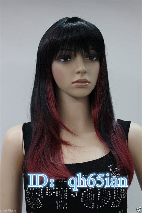 Sxy Free Shipping Hot Heat Resistant Party Hair Sexy Ladies Wig Long Black Red Mixed Straight