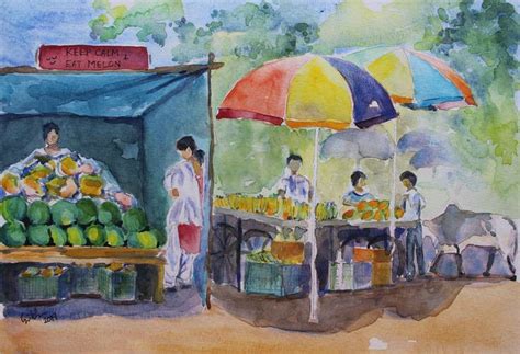 The Fruit Market 1 Painting By Geeta Yerra Saatchi Art