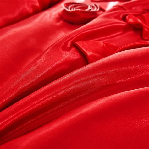 Tache Satin Ruffle Victorian Glam Romantic Red Rose Comforter Set