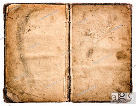 Old Book Open Isolated On White Background Grungy Worn Paper Texture