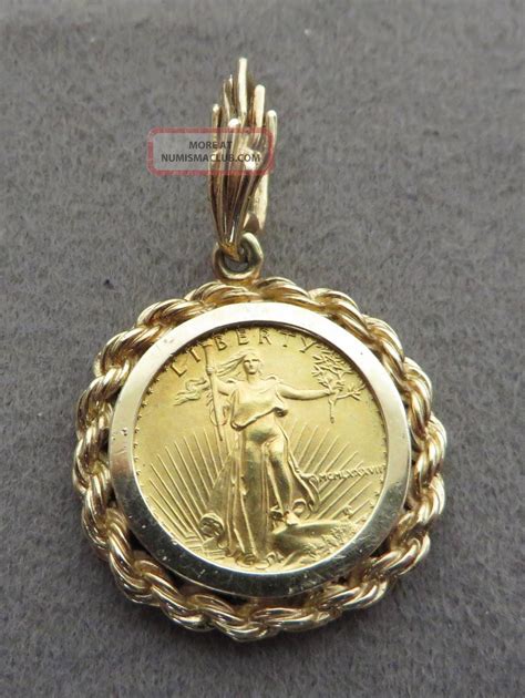 Gorgeous 1987 Rope Bezel American Gold 110oz Eagle Pendant With