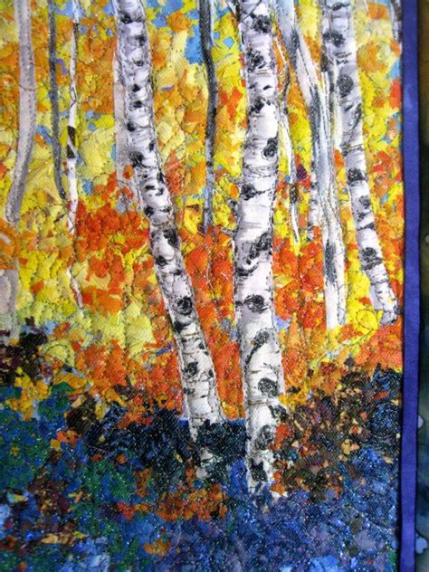 Quilted Wall Hanging Art Quilt Birch Trees And Forest Flowers Etsy