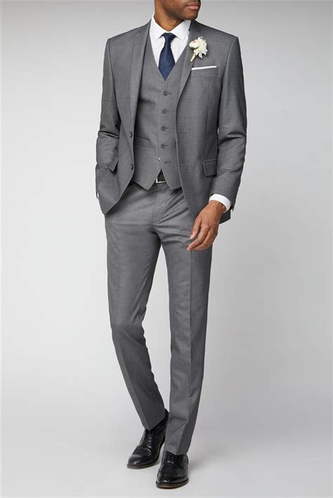 Occasions Grey Slim Fit Men S Wedding Suit Suitdirect Co Uk