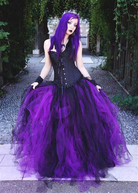 Model Kuro Hana Black Purple Gothic Long Prom Dress Purple Gothic