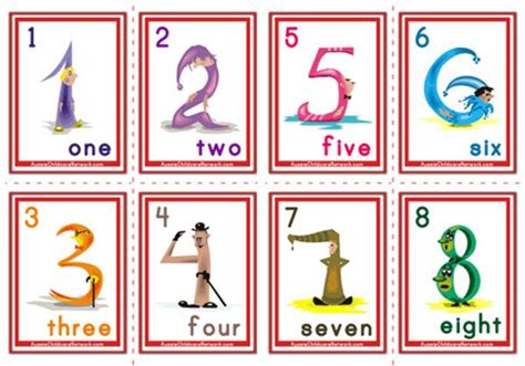 Number Flashcards Cartoon Numbers Aussie Childcare Network