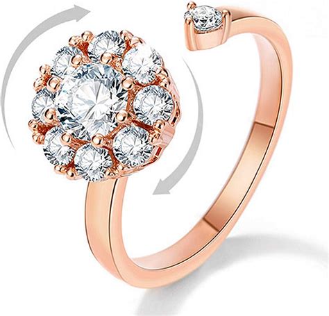 Sewor Adjustable Fidget Ring Elegant Spinner Diamond Delicate Snowflake