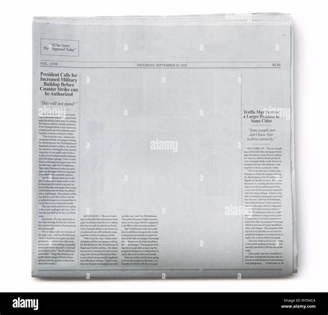 Fake Newspaper Front Page Partially Blank Stock Photo Alamy