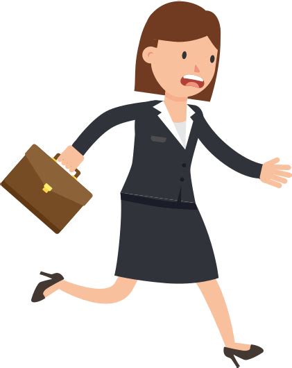 Corporate Woman Running Late Cartoon Woman With Suitcase Clipart